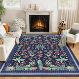 Garvee Jungle 5x7 Area Rugs Washable Non Slip Tropical Peacock Monkey Nursery Rug Blue - Blue
