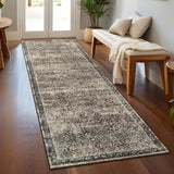 Garvee 2x6 Boho Entryway Runner Rug Washable Non Slip Non Shedding Area Rug, Soft Low Pile Vintage Floor Carpet for Hallway and Kitchen, Dark Brown - Dark Brown