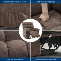 Garvee Recliner Chair with Massage and Heat, Single Sofa Wide Recliner Chair, Heat Ergonomic Overstuffed Breathable Fabric Reclining Chair with 2 Side Pockets, Remote Control, Living Room, Coffee
