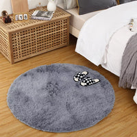 Garvee Fluffy & Sheepskin Pure Grey 2.6'-Round Area Rugs for Living Room Rug Super Soft Shag Rug for Bedroom Modern Plush Rugs Fluffy Carpets for Kids Boys Girls Room Decor Non-Slip Fuzzy Rug for Nursery