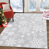Garvee Washable Rug 5x7 Area Rug for Bedroom Christmas Living Room Rug Snowflake Modern Grey Rug Non Slip Carpet Holiday Soft Stain Resistant Carpet for Bedroom Dining Room Nusery Rug 5'x7' Grey - Gray