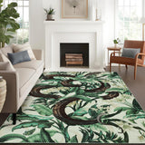 Garvee 8x10 Washable Rugs Tropical Jungle Snake Area Rug For Living Room Beige Green Non-Slip Ultra-Thin - Beige/Green