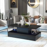 Garvee Modern Coffee Table with LED Lights 16 Colors 4 Lighting Modes Black One Size for Living Room Dining Room Bedroom