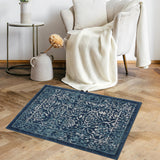 Garvee Area Rug 2x3 Moroccan Trellis Indoor Entryway Small Rug Navy Low Pile Non-Shedding - Navy Blue