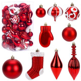 Garvee Plastic Christmas Ball Ornaments Decorative, Xmas Balls Baubles Shatterproof Ornaments Balls for Holiday Party Decoration 50-Pack (Red) - Red