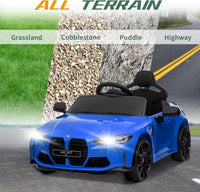 Garvee Ride - P Series: 12V Electric Ride On Car for 37-83 Months, w/RC,Licensed by BMW M4,Power Wheels for Boys Girls, with Suspension System,3 Speeds, Bluetooth, MP3, Double Door, LED Light - Blue
