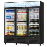 GARVEE 38.9 Cu.Ft Commercial Beverage Refrigerator 3 Glass Door Display Cooler with 360° Circulation Cooling Frost-Free Soft LED Light Adjustable Shelves - Black