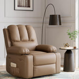 Garvee 22" Massage Recliner Chair for Adults, Lounge Recliner with Vibrating Massage, PU Leather Recliner with Cup Holders and Side Pockets, for Living Room, Bedroom, and Nursery, Tan - Tan