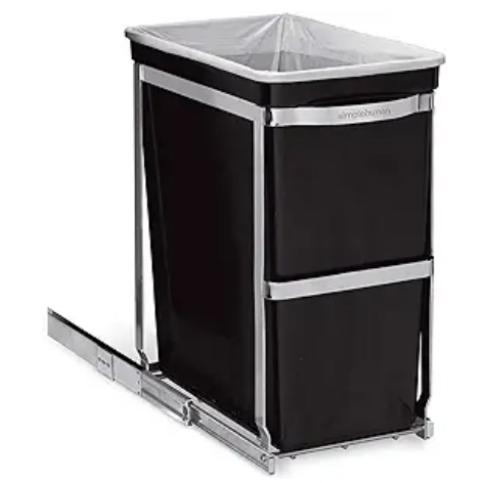 Garvee 1×30 QT Garbage Waste Recyling Bin with Full Extension Slides, Space-Saving Design, Eco-Friendly Waste Management, Multi-Purpose Bins, Pullout Trash Can for Under Kitchen Cabinets, Black