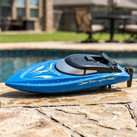 Garvee High-Speed RC Racing Boats 2-Pack for Kids & Adults – 2.4GHz, 10km/h, Self-Righting, 4 Rechargeable Batteries, For Pools & Lakes – Blue & Yellow – Multicolor