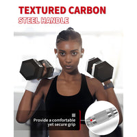 Garvee 25 LB Hex Dumbbell Set of 2 with Cast Iron Core, Rubber Encased Coating and Textured Carbon Steel Handle for Home Gym Strength Training