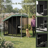 Garvee Large Outdoor Cedar Wood Dog House, Weatherproof Dog Kennel with Roof, Rear Door, Secure Lock & Built-in Storage Outdoor Safe Pet Shelter for Medium to Large Dogs, Black