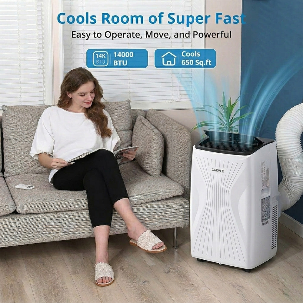 Garvee Portable Air Conditioner, 14000 BTU 5-in-1 Portable AC Unit, Cool Fan & Dry Remote Control Up to 700 Sq ft LED Display