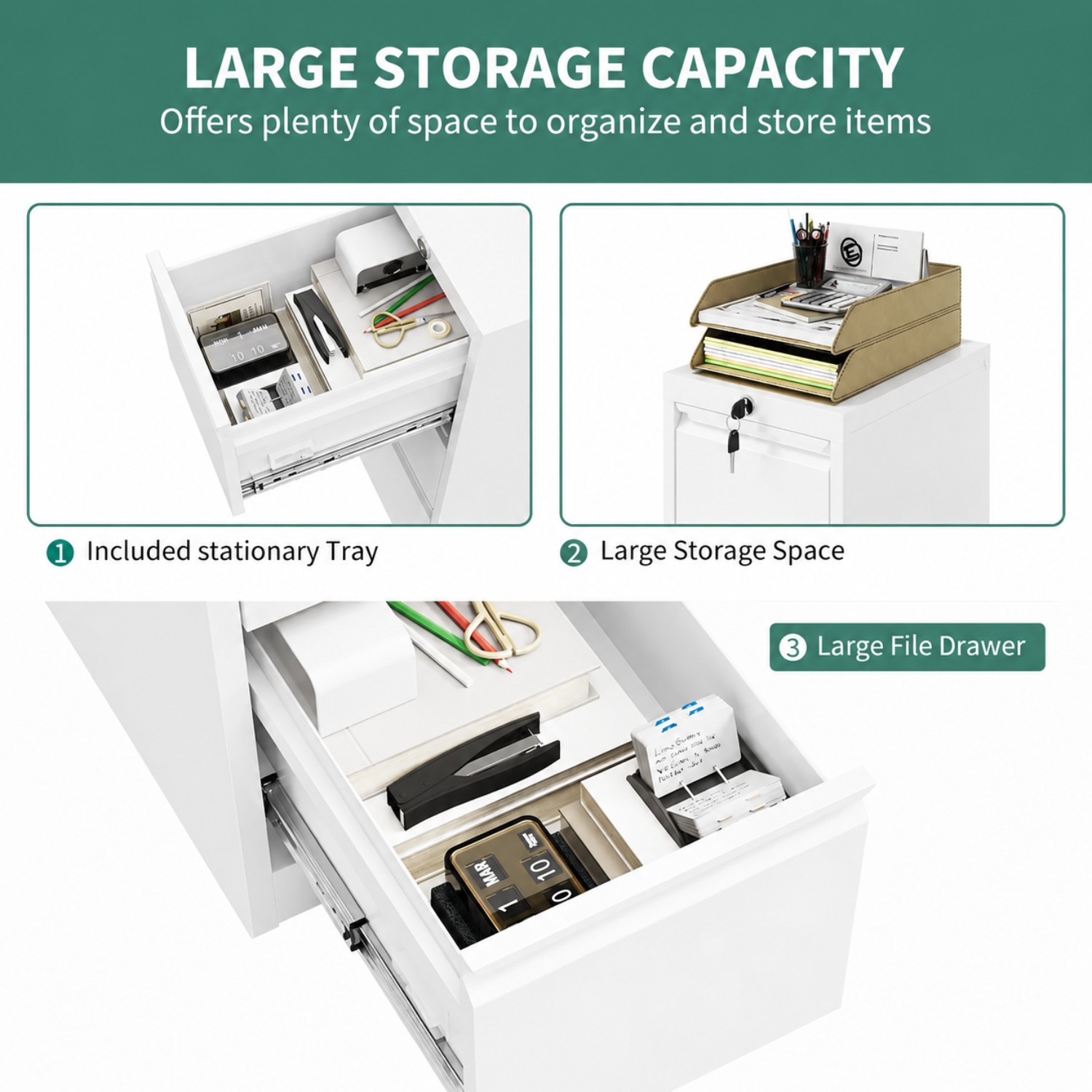 Garvee Metal File Cabinet with 4-Drawer, Heavy Duty Metal Filing Cabinet for Letter/Legal/A4/F4 Documents, Secure Locking, Anti-Tilt System, Vertical Storage for Home Office, White