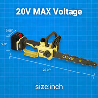 Garvee 20V MAX Cordless Chainsaw - 12-Inch Portable Electric Chain Saw with 2000mAh Battery and Charger, Lightweight and Powerful Pruning Tool for Wood Cutting, Garden, Yard, and Outdoor Use