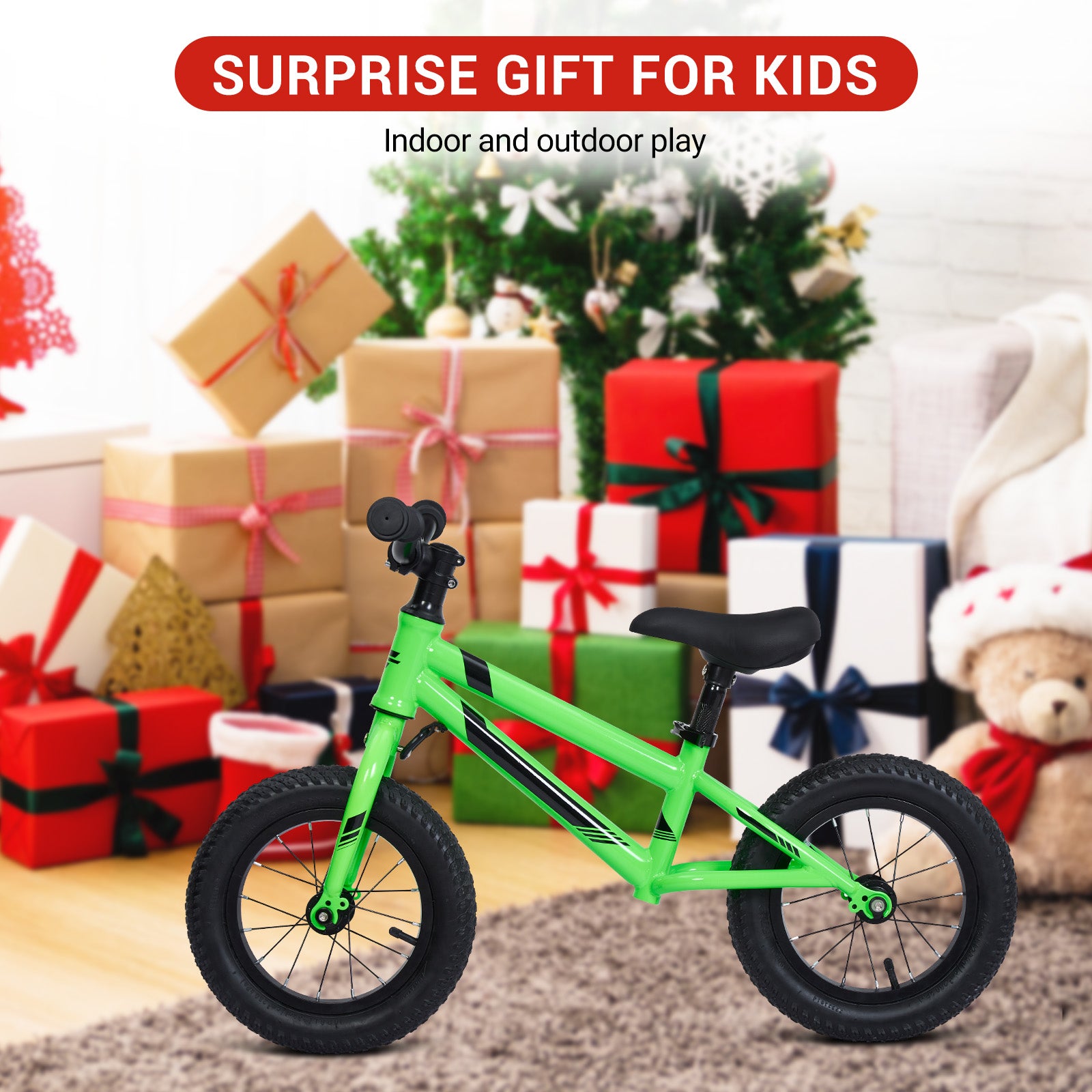 Garvee Lightweight Balance Bike for Toddlers 2-6 Years - No Pedal Design, Adjustable Handlebar & Seat, Aluminum Frame, EVA Tires (Green)