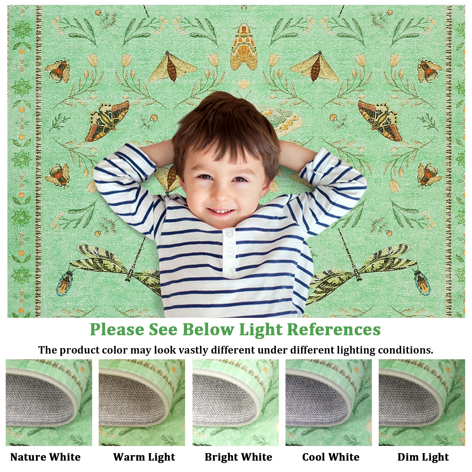 Garvee Insect Washable Soft Area Rugs for Living Room Bedroom Ultra-Thin Non Slip Dining Room Stain Resistant Rug Large Carpet for Office Nursery Bedroom
