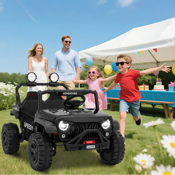 Garvee Ride P Series 24V Kids Toddler Ride On Truck 4WD 3 Speeds Large 7AH Battery Bluetooth MP3 Parent Safety Brake Red Outdoor Play - Black