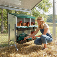 Garvee Homestead Chicken Coop Kit: Large Predator-Proof Poultry Run, Roll-Away Nesting Box, Climbing Gym, Cleaning spatula & Automatic Feeder - Comfort for 5-8 Hens