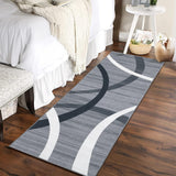 Garvee Washable Runner Rug 2x6 Abstract Circles Non Slip Indoor Hallway Runner Rug Grey - Gray