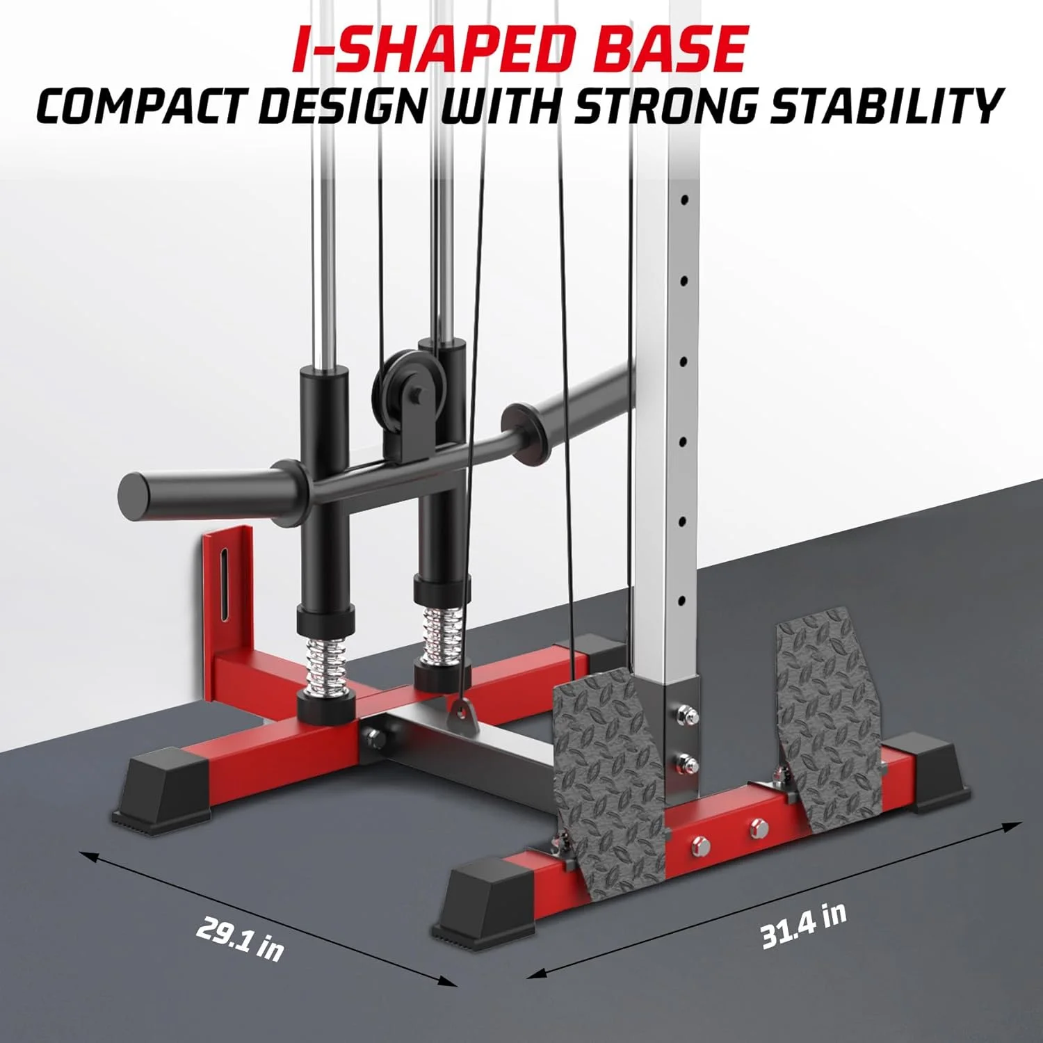 Garvee Wall Mount Cable Machine, LAT Pulldown Machine with Adjustable Pulley System for Home Gym, Cable Crossover Machine with 20 Positions, Weight Pulley System, Cable Towel, Red