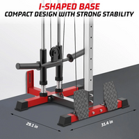 Garvee Wall Mount Cable Machine, LAT Pulldown Machine with Adjustable Pulley System for Home Gym, Cable Crossover Machine with 20 Positions, Weight Pulley System, Cable Towel, Red