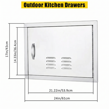 Garvee BBQ Access Door 24W x 17H Inch,Outdoor Kitchen Doors with Weatherproof 304 Stainless Steel Built in Single Access Doors for Outside Kitchen Commercial Grilling BBQ Island Barbeque Station S
