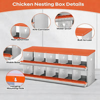 Garvee 10 Compartment Chicken Nesting Box with Egg Roll Tray & Ventilation, Heavy-Duty Galvanized Steel, Easy Assembly & Cleaning, for Backyard Coops