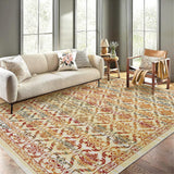 Garvee Large Area Rug 10x13 Washable Rug Modern Floral Indoor Non Slip Living Room Moroccan Trellis Bedroom Low Pile Thin Rug - Colorful