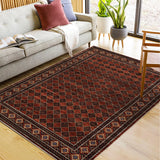Garvee Large Area Rugs 9x12 Non-Slip Diamond Print Dining Room Rugs Red, Foldable Ultra-Thin Indoor Floor Mat - Red