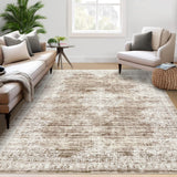 Garvee Vintage Light Brown 8x10 Area Rug for Living Room Washable Bedroom Rug Traditional Large Area Rug Soft Faux Wool Non Slip Throw Rugs Low Pile Stain Resistant Carpet for Dining Room - Light Brown