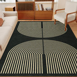 Garvee Modern Geometric Rug 5x7 Living Room Rug, Soft Washable Rug Arch Black Rug, Non Slip Low Pile Floor Carpet Indoor for High Traffic Area in Nursery Bedroom Kitchen - Black