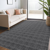 Garvee 8x10 Area Rug Modern Solid Washable Rug Contemporary Braided Print Living Room Rug Soft Non Slip Farmhouse Rug Indoor Low Pile Non-Shedding Woven Textured Throw Rugs for Bedroom Office Black - Black