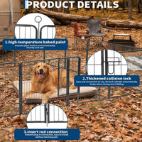 Garvee Outdoor Dog Playpen, Heavy Duty Metal Pet Exercise Pen, Metal Dog Fence with Gate, Pet Fence for Large/Small Dogs, Portable Dog Fence for RV Camping, Yard, Garden,32"H, 16 Panels