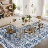 Garvee Vintage Style Area Rugs Non-Slip Reversible Machine Washable Rug for Living Room Bedroom Blue 8x10ft - Blue