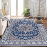 Garvee Oriental Blue 10x13 Washable Area Rug, Low-Profile Large Area Rug With Non-Slip Backing & Durable Edge Binding, Vintage Large Rugs for Living Room, Bedroom, Dinning Room - Blue