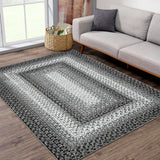 Garvee Bordered Grey 4x6 Washable Rugs, Boho Rug Small Living Room Area Rug Indoor Throw Floor Carpet Farmhouse Rug Modern Rug Braided Rustic Area Rug for Bedroom Kitchen - Gray