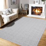 Garvee Solid Rug 5x7 Washable Rug Braided Print Rug Non Slip Solid Rug Netural Carpet Foldable Non Shedding Rustic Accent Rug Ultra Soft Thin Modern Farmhouse Rug for Living Room Bedroom, Grey - Gray