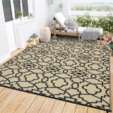 Garvee Outdoor Brown & Black 9x12 Reversible Rug, Plastic Tube-Woven Stain Resistant Non-Shedding Carpet for Poolside, High Traffic Areas - Brown & Black