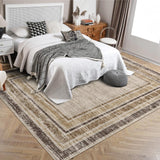 Garvee 10x13 Large Low Pile Washable Rug for Bedroom and Living Room, Brown, Non Slip Stain Resistant Carpet - Brown