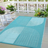Garvee Outdoor Light Blue & White 6x9 Rug, Waterproof Reversible Plastic Straw Carpet for Patio, Camping, RV & Beach | Lightweight Portable - Light Blue & White