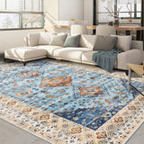 Garvee Washable Area Rugs 5x7 Rug for Living Room Vintage Bedroom Rugs Bohemian Boho Oriental Rug Non Slip Throw Rugs Stain Resistant Carpet for Dining Room Office Classroom 5'x7' Blue Multi - Blue