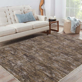 Garvee Solid Brown 4x6 Washable Area Rugs for Living Room, Non Slip, Stain Resistant, Soft Low Pile Carpet, Solid Grey, Brown 4'x6' - Brown