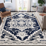 Garvee Vintage Medallion Textured Area Rug for Living Room Traditional Indoor Low Pile Floor Cover Non Slip Backing Non-Shedding Throw Carpet for Bedroom Dining Room Home Office Floor Decor - Blue