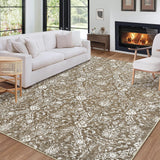 Garvee Area Rug - 8x10, Brown Soft Distressed Design, Non-Shedding & Easy Care Area Rug, Ideal for High Traffic Areas in Living Room, Bedroom Home Office - Khaki