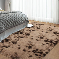 Garvee Fluffy & Sheepskin Brown & Khaki 6x9 Faux Fur Shag Rug, Non-Slip Tie Dye Plush for Bedroom Home Decor Nursery