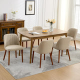 Garvee Set of 8 Mid-Century Modern Fabric Upholstered Dining Chairs with Padded and Solid Wood Legs, Camel - Camel