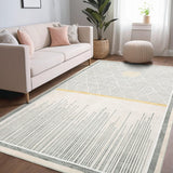 Garvee Modern Geometric Soft Area Rug 5x7 Beige Washable Thin Foldable Low Pile Non Slip Stain Resistant - Beige