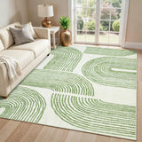 Garvee Abstract 8x10 Area Rugs Green Soft Washable Non Slip Ultra Thin Modern Carpet for Living Room Bedroom Dining Room - Green