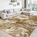 Garvee Abstract Brown 9x12 Area Rug Ultra-Thin Abstract Marble Area Rug, Machine Washable Rug Non Slip Modern Marble Rug, Ideal for High Traffic Areas in Living Room Bedroom Kitchen Dining - Brown